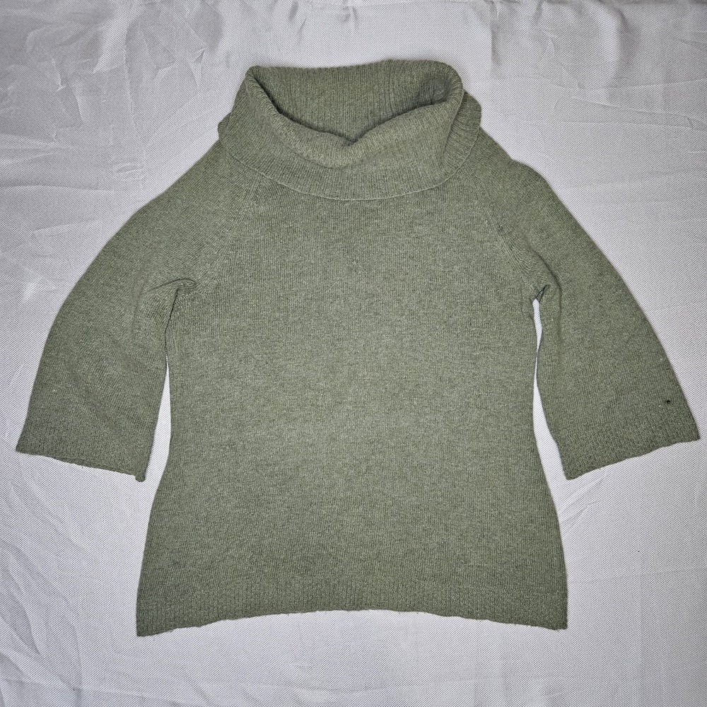 Marisa Christina Womens XL Angora Wool Blend Cowl Neck Sweater Sage Green 3/4